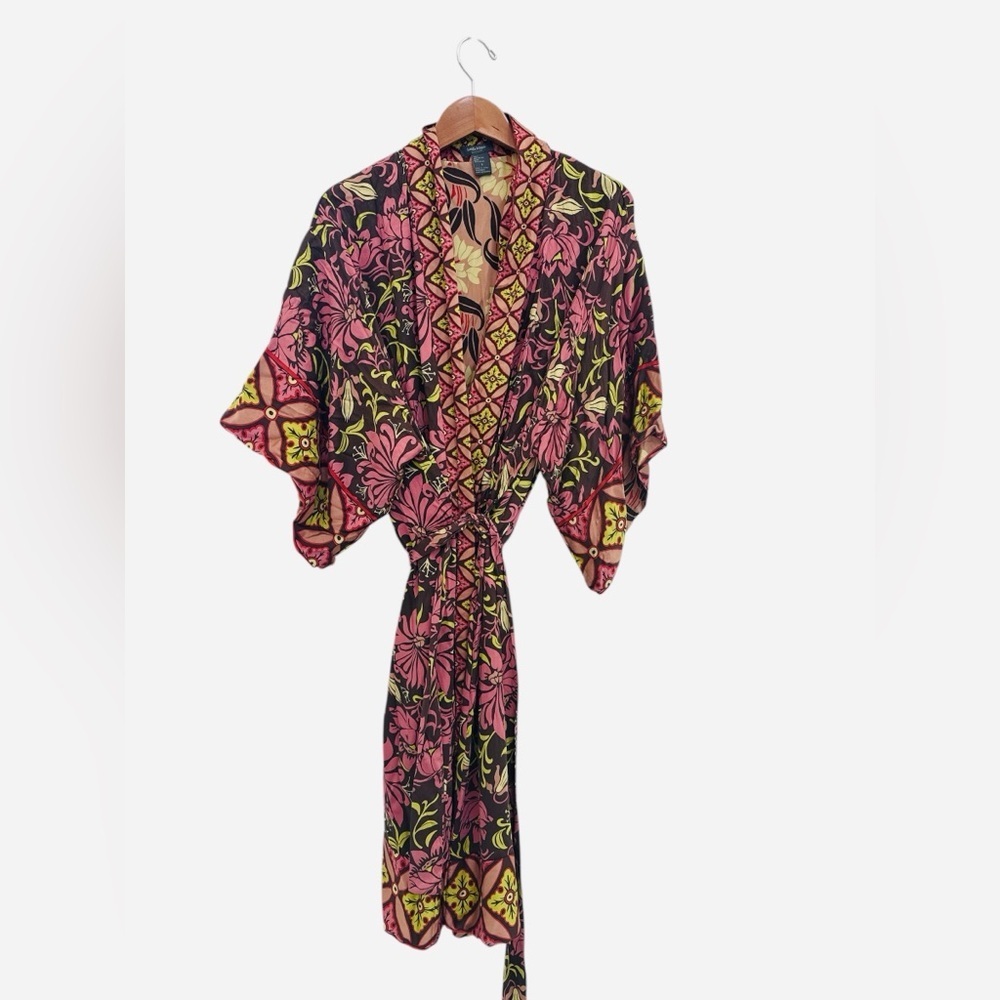 Haute Hippie Floral Reversible Kimono Robe Duster